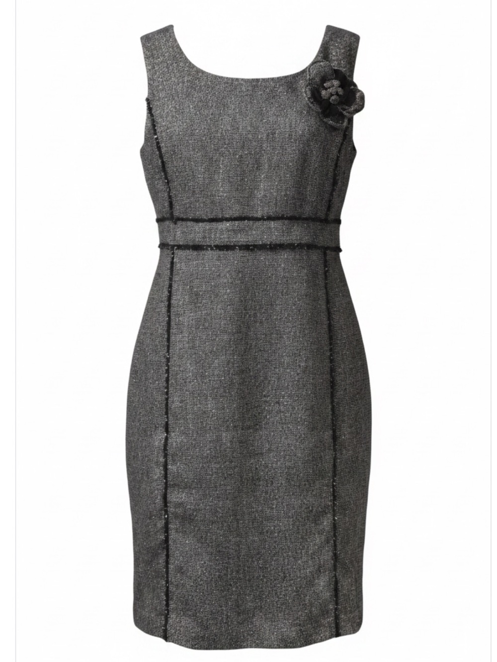 Merona Grey Metallic Sleeveless Tweed Midi Dress